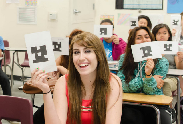 students showing plickers cards students showing plickers cards